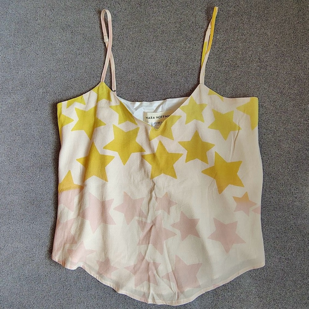 Mara Hoffman Stars Celestial Cami Top Womens M Pink Soft Girl Festival NWT $165